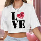 Women's Heart Graphic Crop Top for Casual Everyday Streetwear Modern Fashion Style