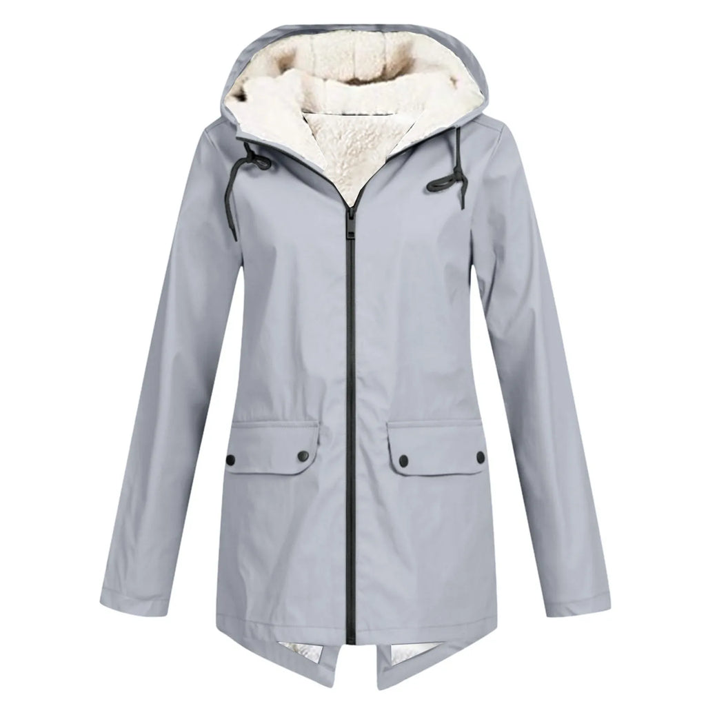 Women's Hooded Plush Lined Zip Jacket with Outdoor Inspired Everyday Comfort Style