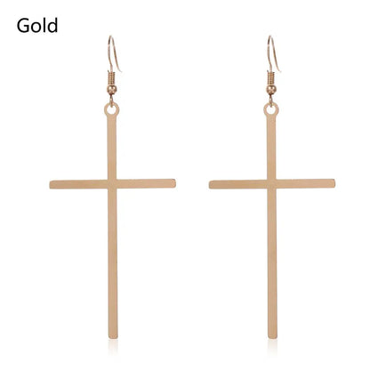 Oversized Cross Drop Earrings for Gothic Punk and Alternative Fashion Looks
