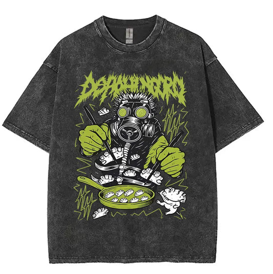 Anime Goth Punk Graphic Streetwear Shirt with Distressed Manga Art Style