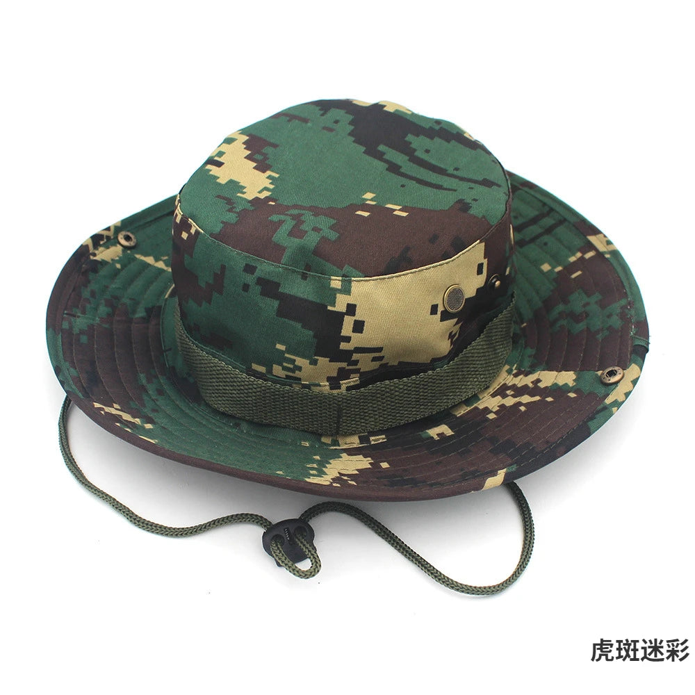 Unisex Outdoor Boonie Bucket Hat with Adjustable Chin Cord for Hiking Fishing and Camping