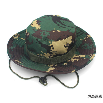 Unisex Outdoor Boonie Bucket Hat with Adjustable Chin Cord for Hiking Fishing and Camping