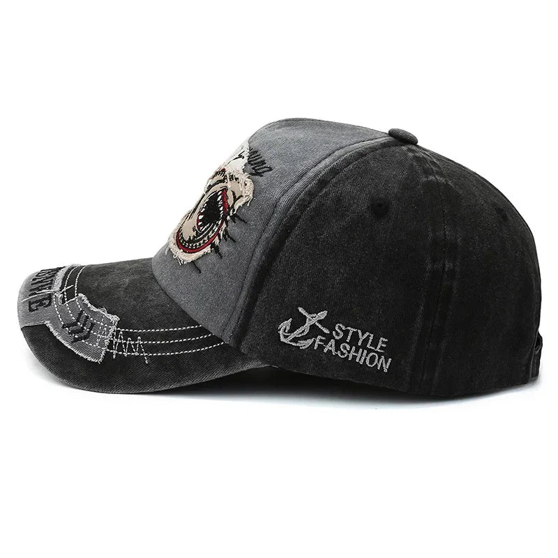 Vintage Washed Embroidered Baseball Cap Adjustable Curved Brim Casual Outdoor Hat