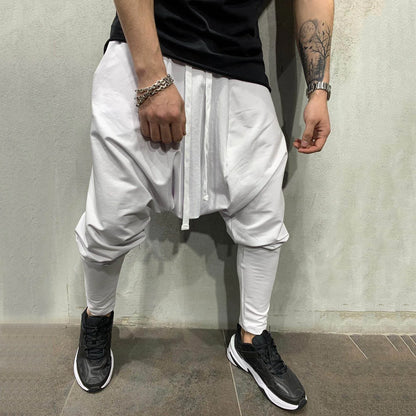 Men's Relaxed Harem Cargo Pants with Cropped Fit and Streetwear Utility Style
