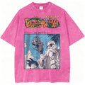 Vintage Washed Oversized Graphic Streetwear Tee with Retro Adventure Illustration