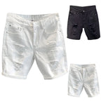 Men's Distressed Denim Style Shorts with Straight Fit and Casual Everyday Streetwear Design