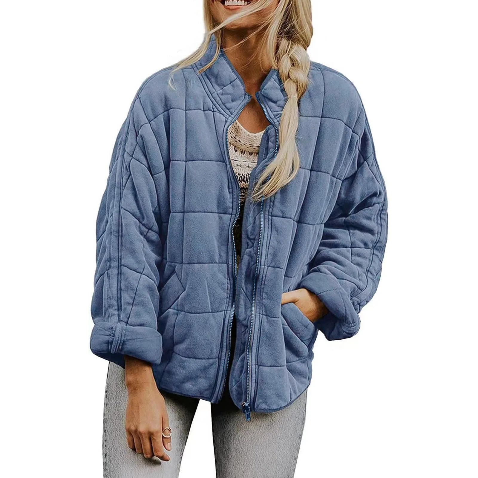 Women's Quilted Puffer Jacket with Relaxed Fit Contemporary Everyday Winter Layering Style