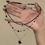 Layered Heart Choker Necklace for Grunge Y2K Alternative Fashion Looks