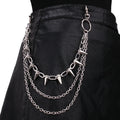 Layered Spike Chain Wallet Accessory for Punk Gothic Streetwear Styling