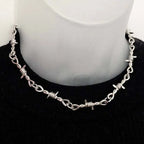 Industrial Thorn Chain Choker Necklace for Gothic Punk and Alternative Streetwear Fashion