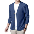 Men's V Neck Button Front Cardigan with Lightweight Ribbed Knit Construction