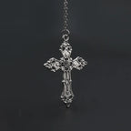 Ornate Gothic Cross Pendant Necklace Alternative Dark Fashion Statement Jewelry