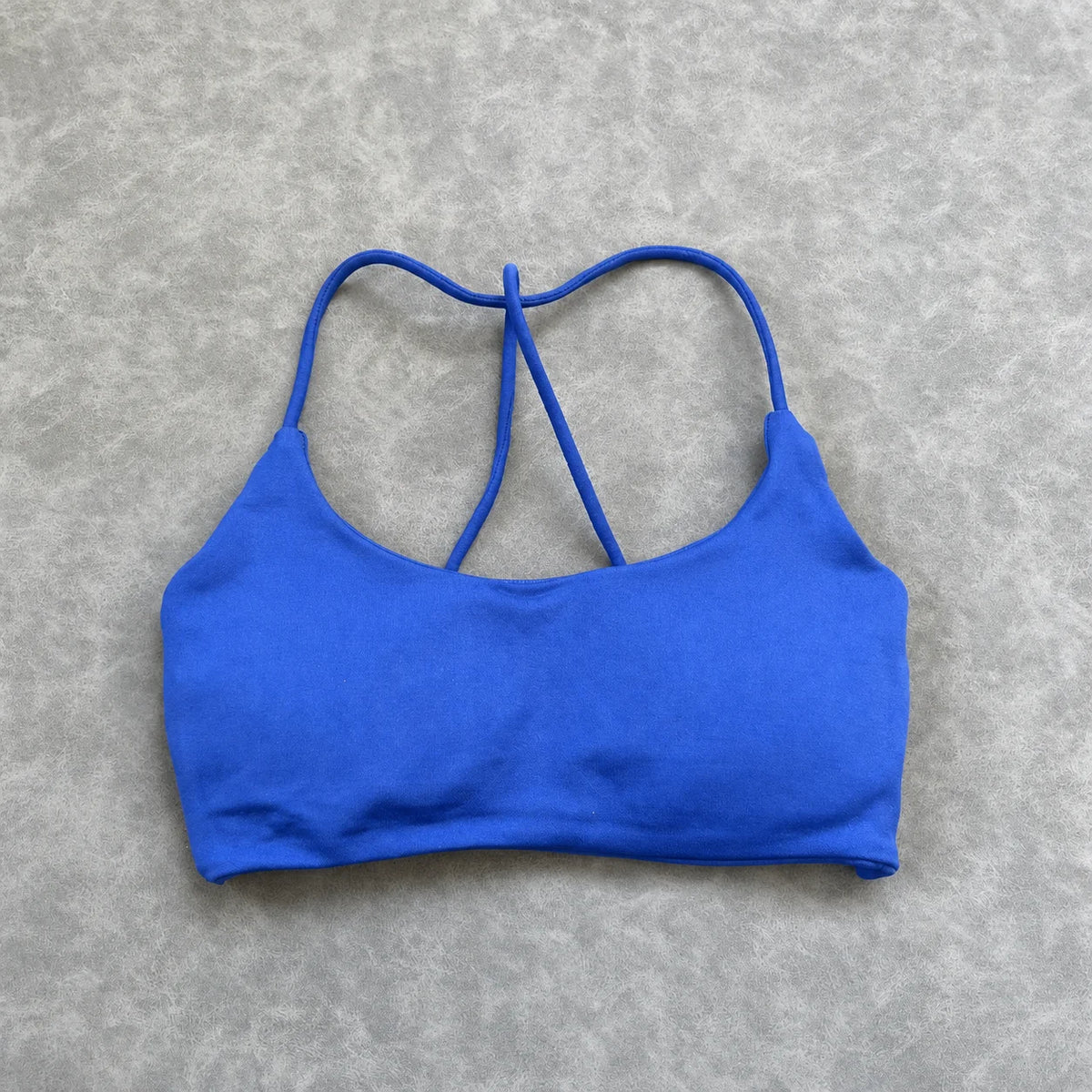 Olive Green Strappy Open-Back Sports Bra with Scoop Neckline