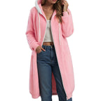 Longline Plush Fleece Hooded Jacket with Relaxed Streetwear Layering Fit