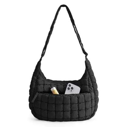 Compact Quilted Nylon Crossbody Shoulder Bag with Puffer Texture Design