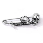 Dark Skull Safety Pin Brooch for Punk Gothic Alternative Fashion