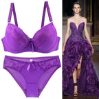 Elegant Amethyst Smooth Contour Bra and Lace-Trimmed Panty Set