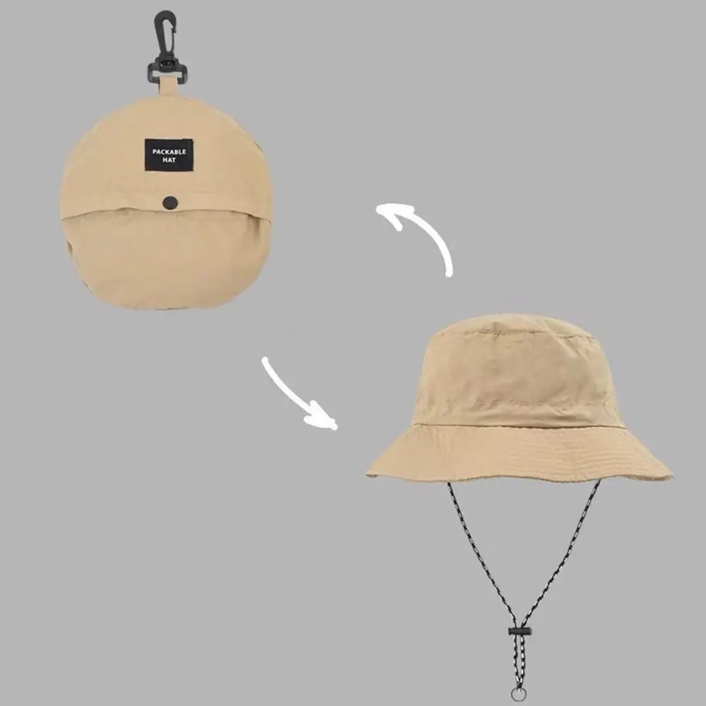 Unisex Waterproof Bucket Hat with Adjustable Chin Cord for Outdoor Travel and Hiking