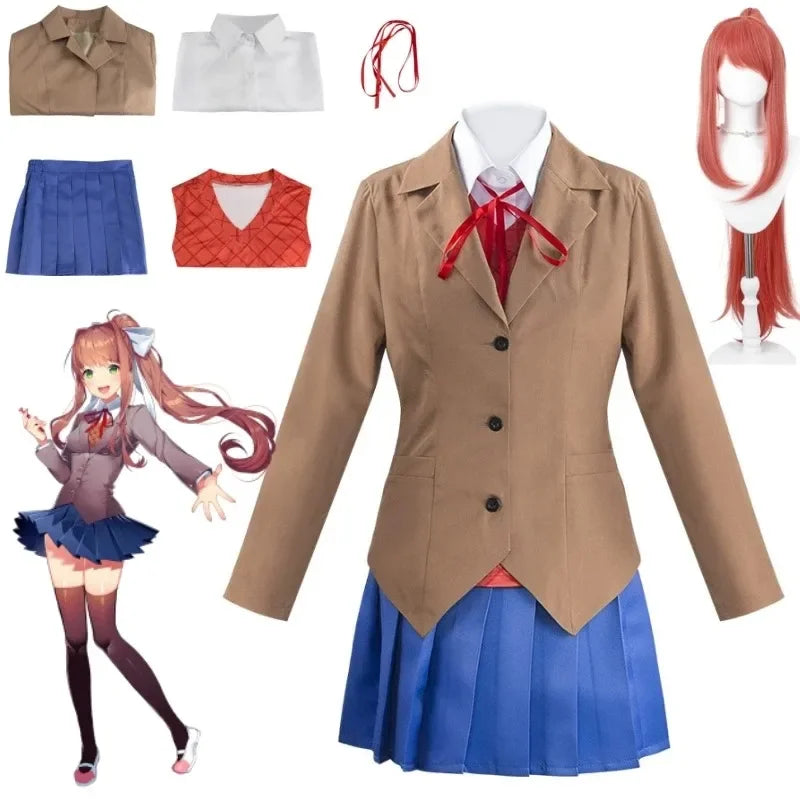 Classic Academic Uniform Set with Pleated Skirt and Tailored Blazer
