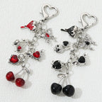 Neo Gothic Charm Keychain with Heart Cherry and Butterfly Accents