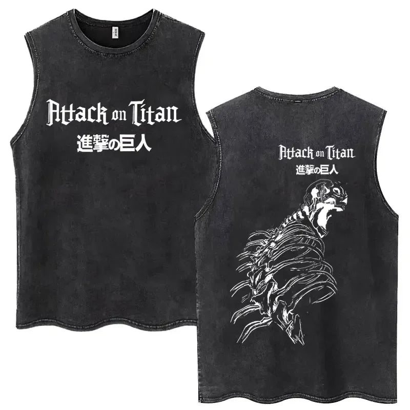 Dark Gothic Skeleton Graphic Sleeveless Tank Top with Japanese Streetwear Inspired Aesthetic