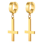 Gothic Cross Hoop Earrings for Punk and Alternative Statement Styling