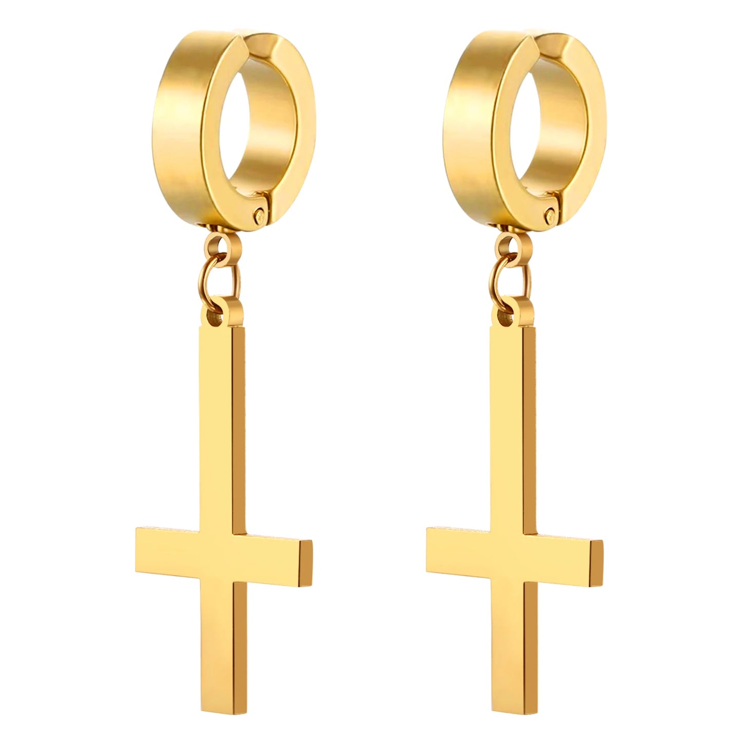 Gothic Cross Hoop Earrings for Punk and Alternative Statement Styling