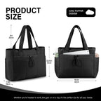 Nylon Utility Tote Bag with Multiple Exterior Pockets and Zip Closure