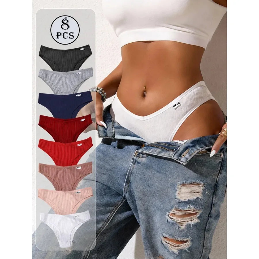 Low-Rise V-Waist Brief Panties Eight-Pack with Smooth Contoured Edges