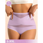 High-Waisted Geometric Mesh Panel Brief with Solid Base