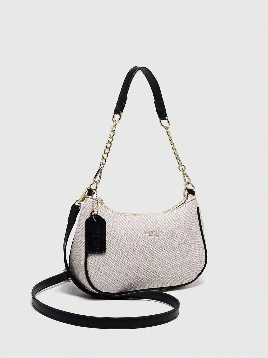 Crescent Chain Strap Shoulder Bag with Compact Y2K Inspired Silhouette