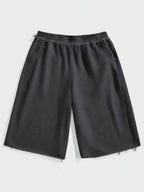 Men's Oversized Mid Length Casual Shorts with Elastic Waist and Relaxed Streetwear Fit