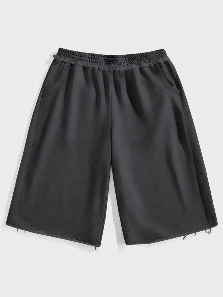 Men's Oversized Mid Length Casual Shorts with Elastic Waist and Relaxed Streetwear Fit