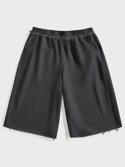 Men's Oversized Mid Length Casual Shorts with Elastic Waist and Relaxed Streetwear Fit