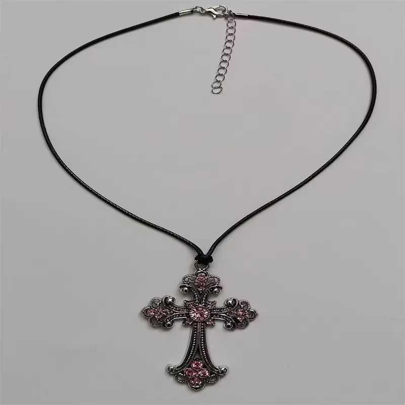 Ornate Cross Choker Necklace for Gothic Punk and Alternative Fashion