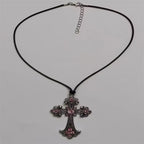 Ornate Cross Choker Necklace for Gothic Punk and Alternative Fashion