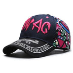 Graffiti Print Embroidered Baseball Cap Adjustable Curved Brim Urban Streetwear Fashion Hat
