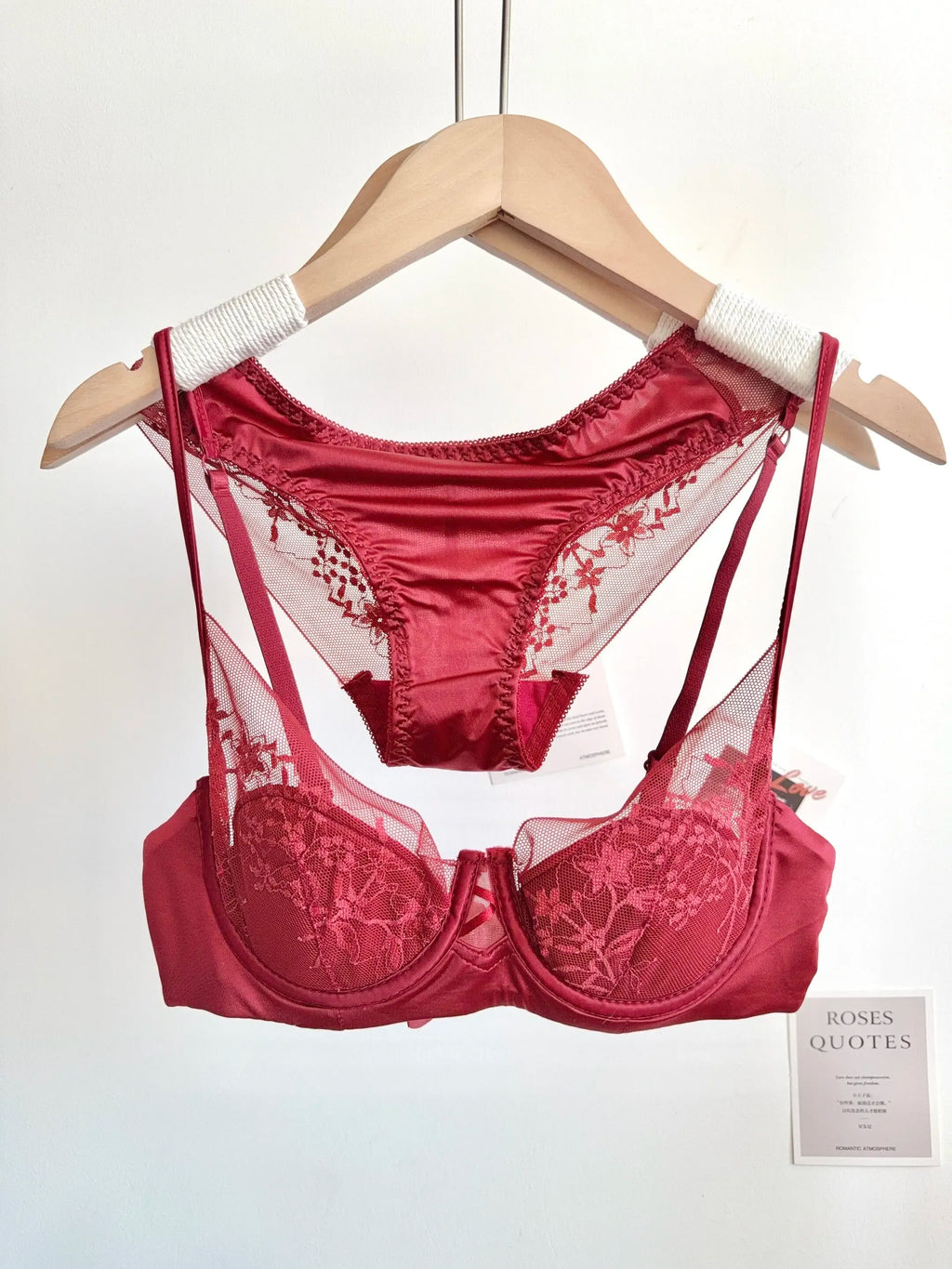 French-Inspired Satin and Lace Demi Balconette Bra and Panty Set