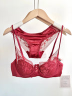 French-Inspired Satin and Lace Demi Balconette Bra and Panty Set