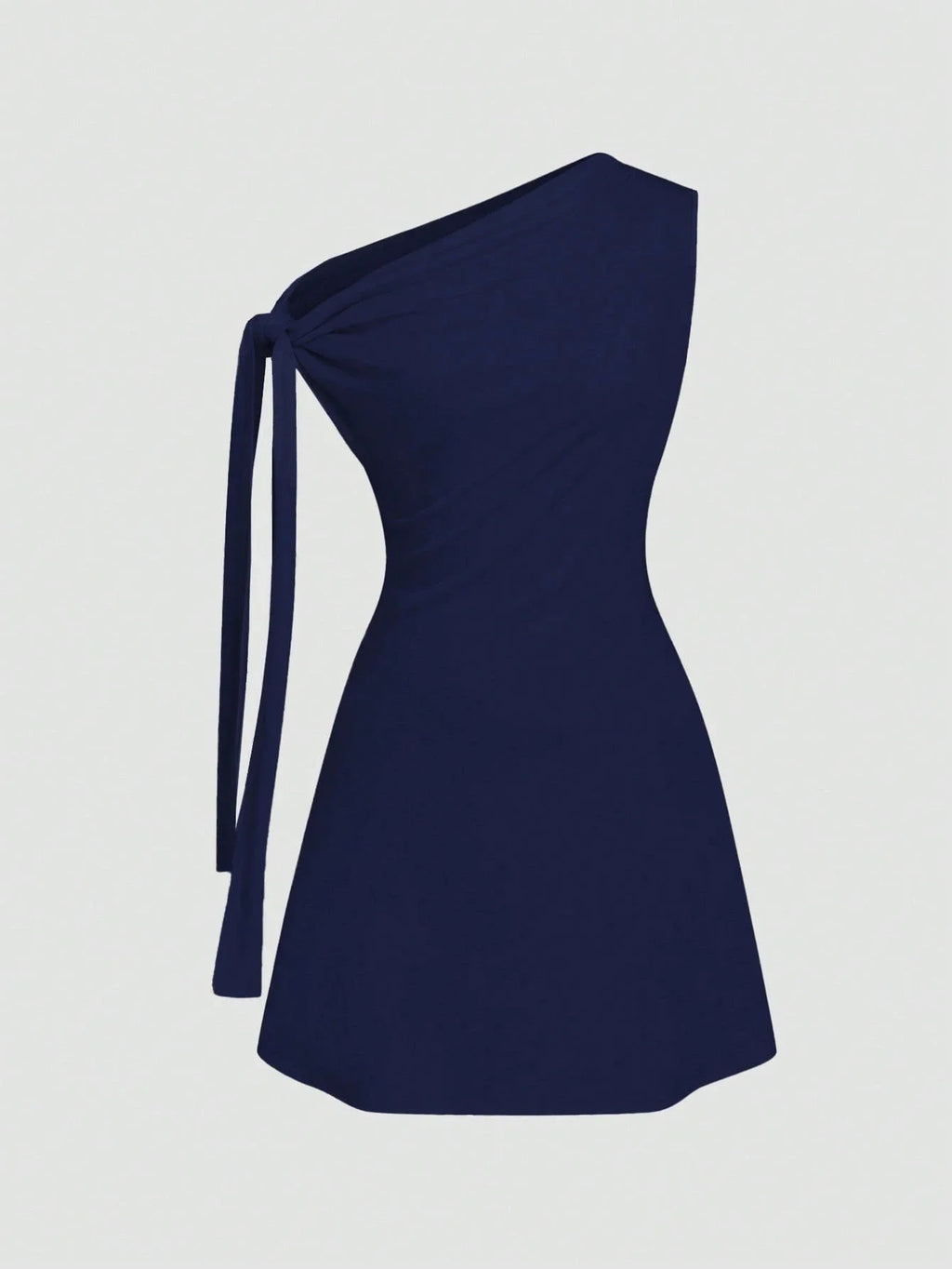 One Shoulder Mini Dress with Draped Detail and Elegant Asymmetrical Silhouette