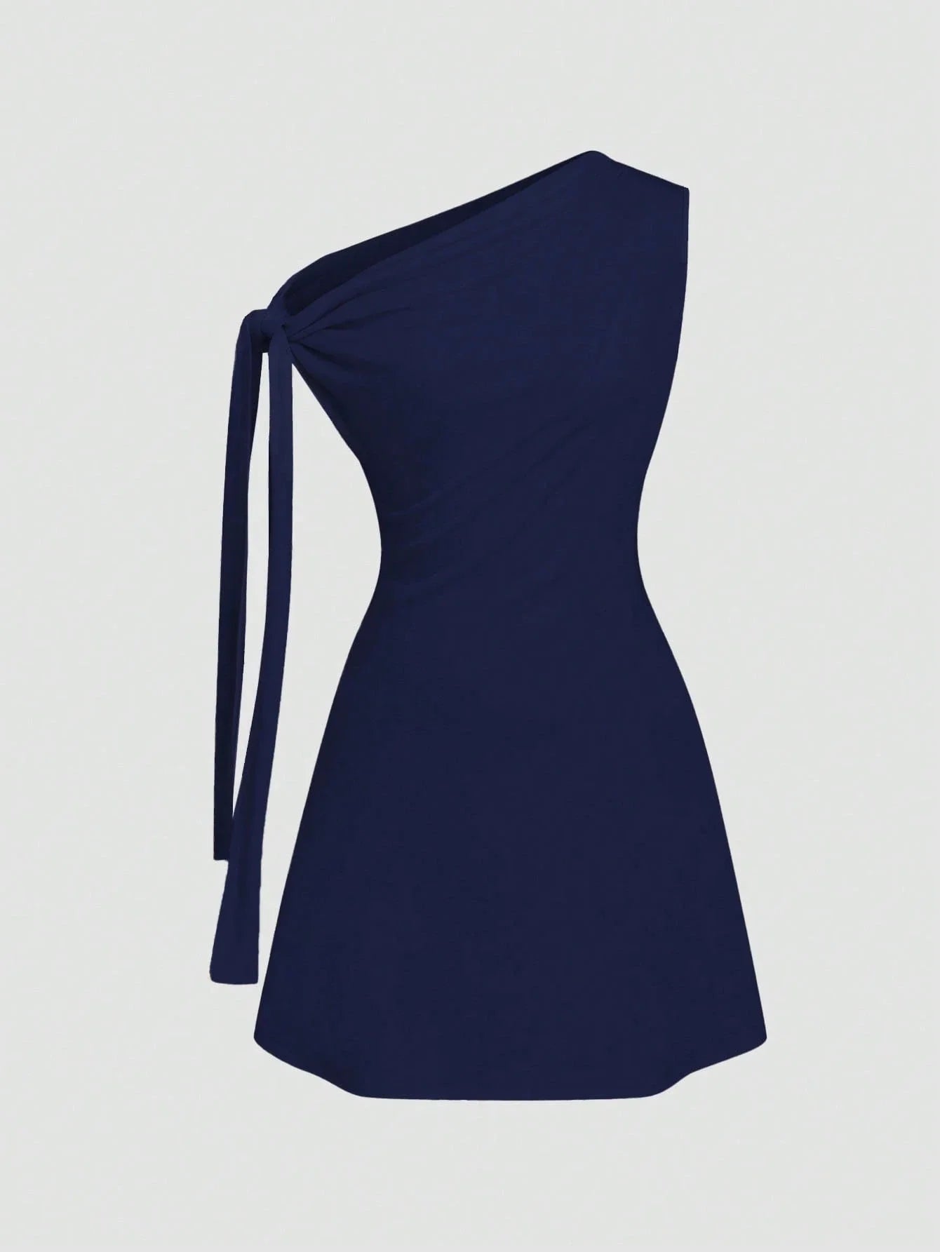 One Shoulder Mini Dress with Draped Detail and Elegant Asymmetrical Silhouette
