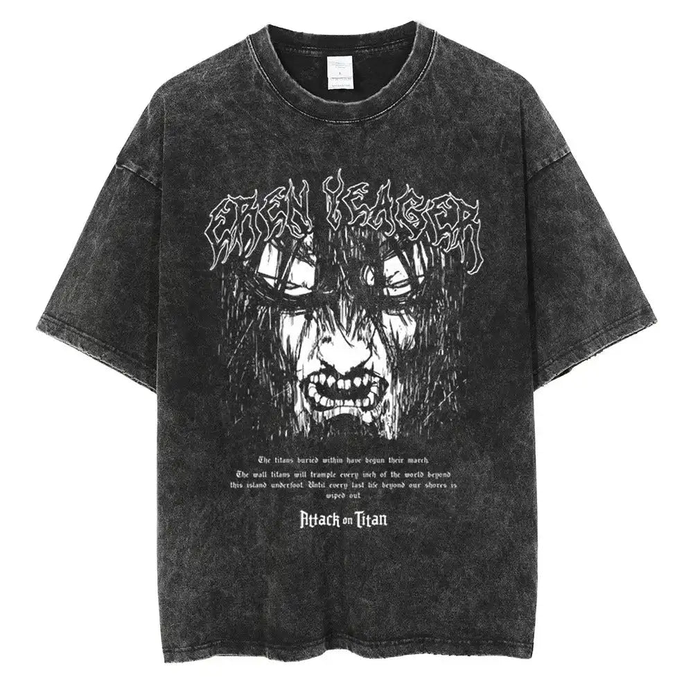 Anime Horror Manga Graphic Vintage Washed Oversized Streetwear Cotton Tee