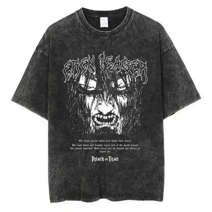 Anime Horror Manga Graphic Vintage Washed Oversized Streetwear Cotton Tee