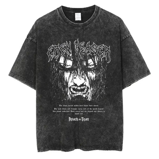 Anime Horror Manga Graphic Vintage Washed Oversized Streetwear Cotton Tee
