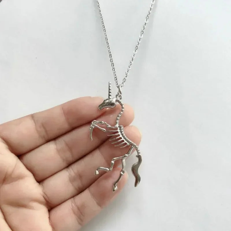 Mystical Skull Horse Pendant Necklace for Gothic and Alternative Fashion