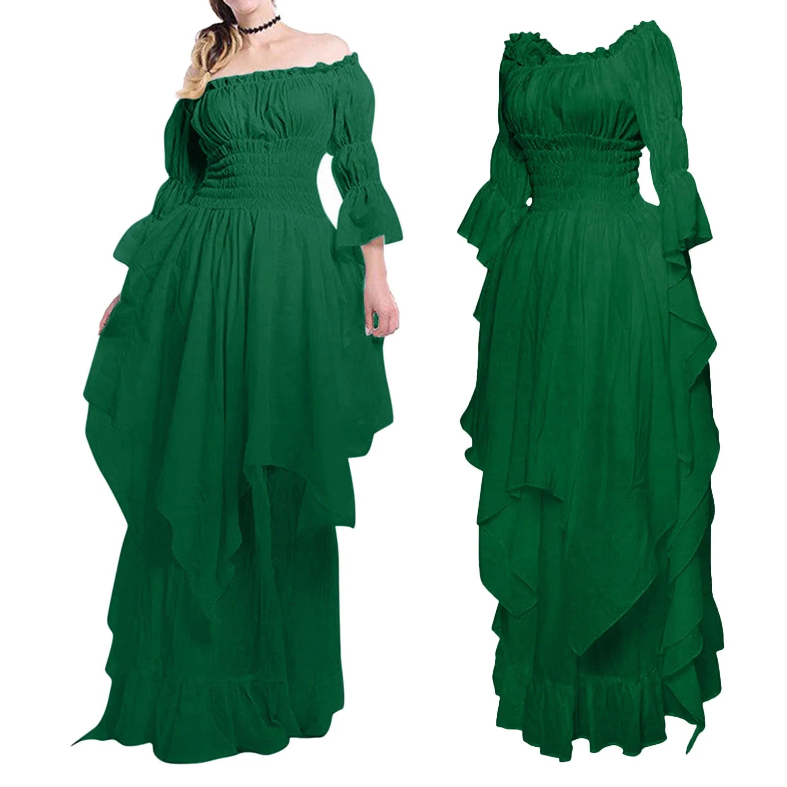 Flowing Layered Maxi Dress With Soft Volume And Statement Sleeves