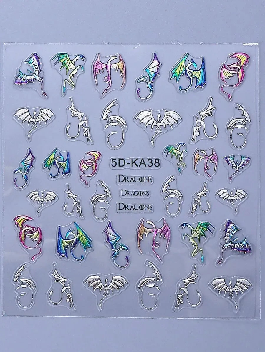 Gothic Butterfly and Celestial Nail Art Stickers for Alternative Manicure Designs