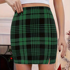 Plaid Pencil Mini Skirt with Tailored High Rise Contemporary Fit