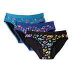 Three-Piece Floral Print Menstrual Brief Set with Contrast Waistbands