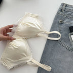 Lustrous Liquid-Satin Triangle Bralette and Matching Scalloped Brief Intimates Set